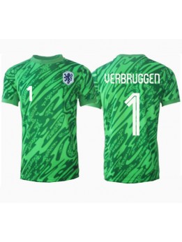 Niederlande Bart Verbruggen #1 Torwart Heimtrikot EM 2024 Kurzarm